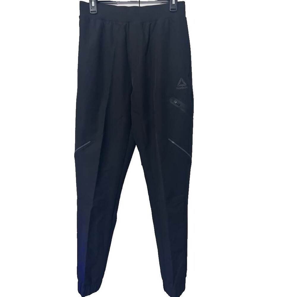 Reebok Slim Pants Men Small Black Sweatpants Running Gym Athleisure New
